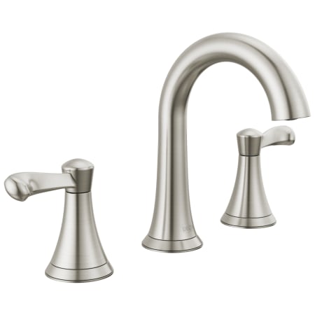 Delta Esato 1.2 GPM Two Handle Wisespread Bathroom Faucet with Push Pop-Up Drain Assembly SpotShield Brushed Nickel